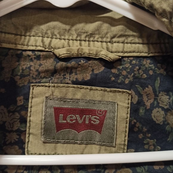 Levi's Womens Military Jacket small Olive Green Zip/Snap Closure Hideaway Hood - Picture 6 of 16
